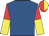 Royal blue, red and yellow halved sleeves, halved cap